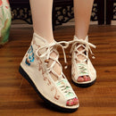 [ZHUANZHU Series]★Embroidered shoes★ Chinese shoes 3color floral pattern size 34-40 cute shoes flower embroidery red black beige