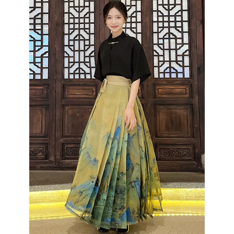 [BAIRIMENG Series]★China style skirt★Bottoms, Maki skirt, landscape pattern, Chinese elements, Chinese clothes, easy to match