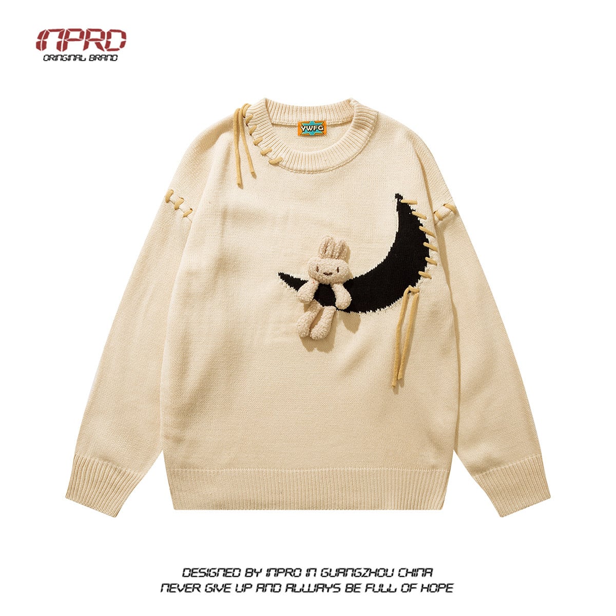 [INPRO Series]★Sweater★ 3color Tops Unisex Men's Black Beige Red Rabbit