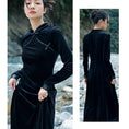 Load image into Gallery viewer, [Da Qinglong Shu Series] ★China style dress★ Velvet switching improved cheongsam dress slimming original
