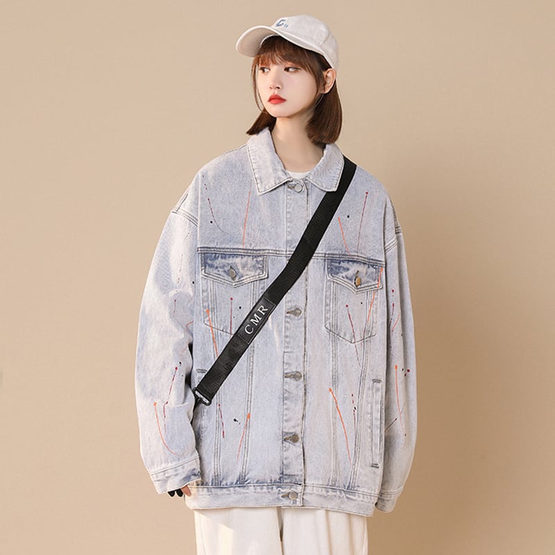 [Fujiiman Series] ★Jacket★ 3color Outer Denim Unisex Loose Light Blue Black Dark Blue