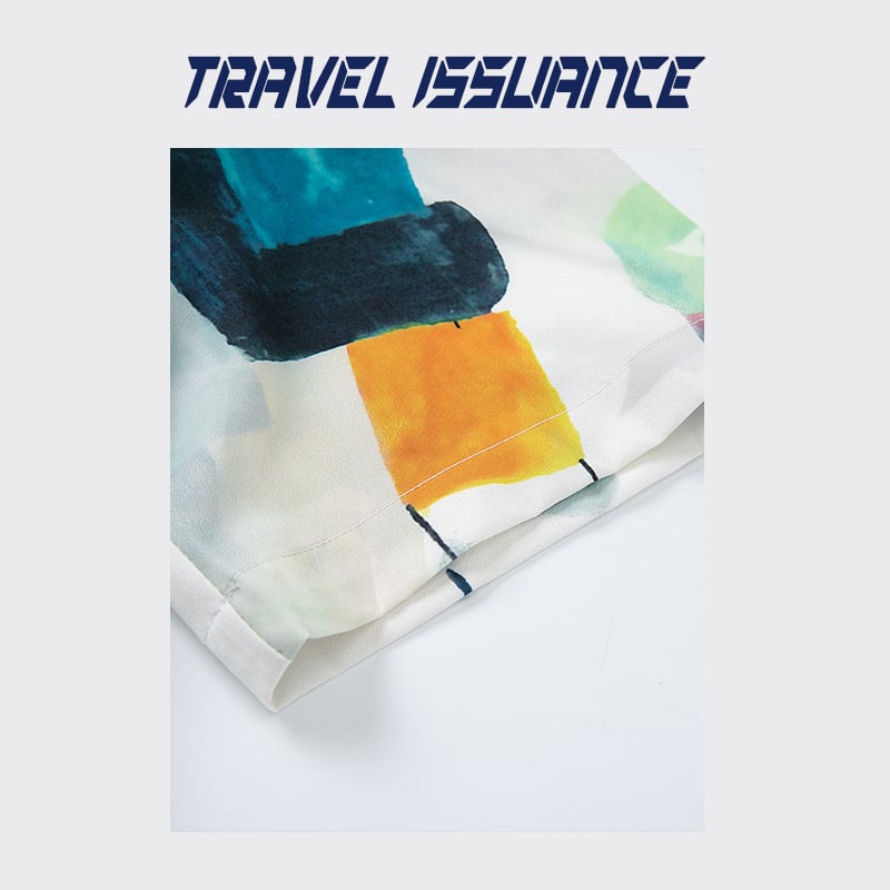 [TRAVEL ISSUANCE Series]★Shirt★ Unisex Printed Oil Painting Style Short Sleeve Tops Summer Cute Loose White White