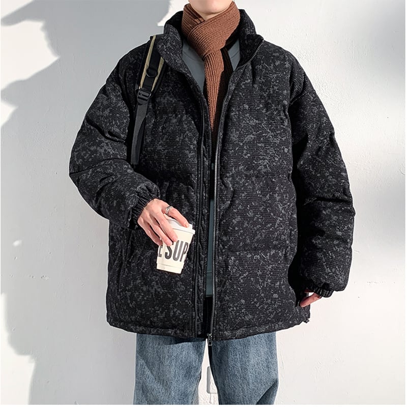 [DUFENG Series] ★Cotton coat★ 3color outer winter coat unisex men's large size green black blue