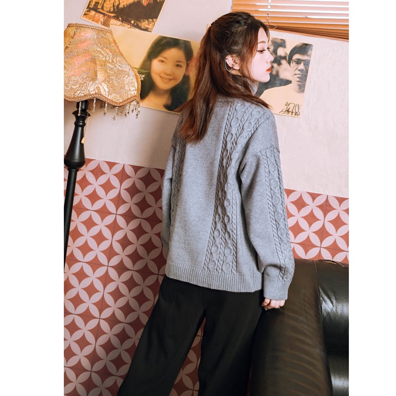 [Kokaisha --- Taiko series] ★China style sweater★ Tops Thick and warm High neck Gray Gray