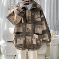 Load image into Gallery viewer, [Hyakuyakuge series] ★Jacket★ 3color outerwear unisex men's plaid pattern brown gray wine red
