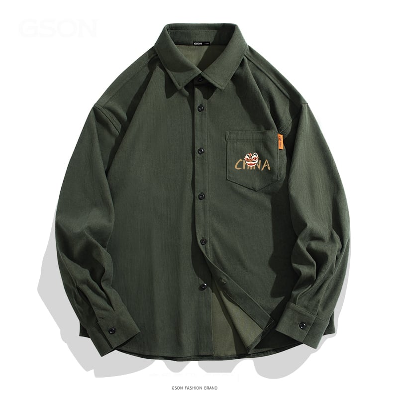 [XINGSHI Series]★Shirt★ 5color Corduroy Tops Unisex Men's Large Size Black Gray Green