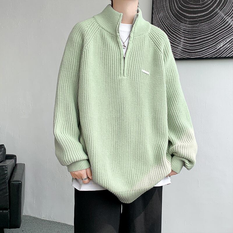 [Leonbinno Series]★Sweater★ 3color Knit Tops Unisex Men's Large Size Black Green Brown