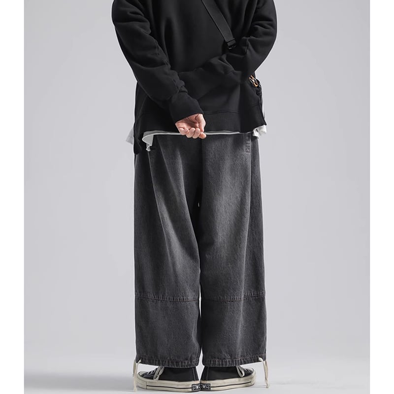 [KADISHOU series]★Denim pants★ 2color bottoms pants unisex men's simple black blue large size