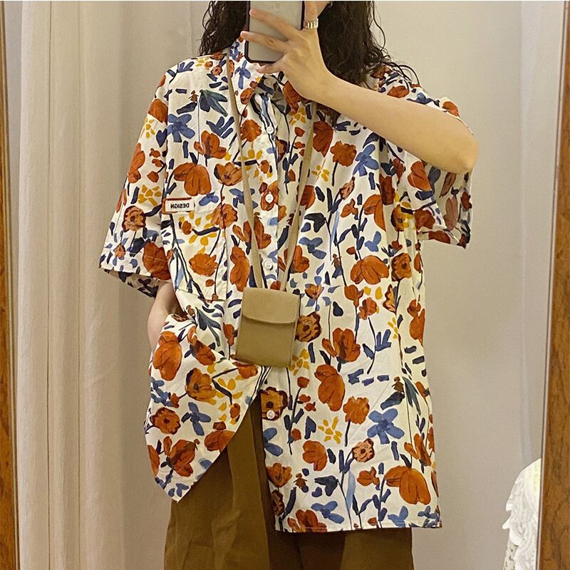 [UATONLINE Series]★Shirt★ Short sleeve or long sleeve floral pattern tops unisex men's summer clothes fashion easy to match