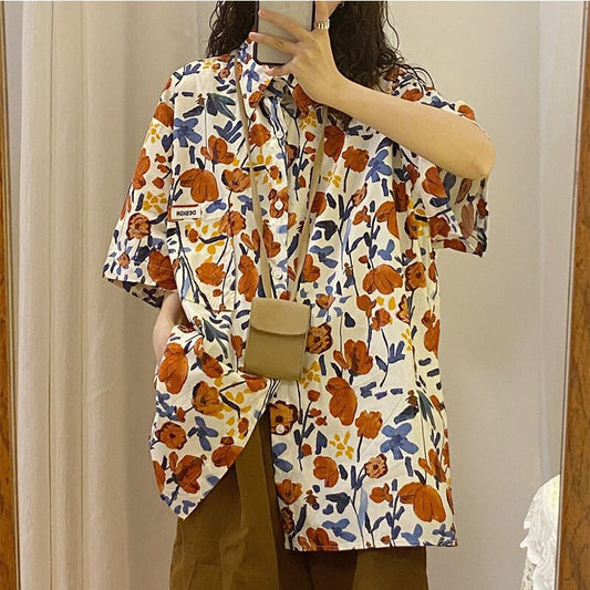 [UATONLINE Series]★Shirt★ Short sleeve or long sleeve floral pattern tops unisex men's summer clothes fashion easy to match