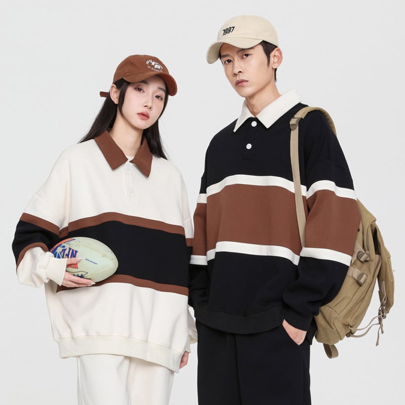 [DLSJ Series] ★Tops★ 4color POLO neck Unisex Men's long sleeve tops Color scheme Spring clothes Autumn clothes Easy to match