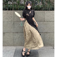 Load image into Gallery viewer, [MEIYI Series] ★China style dress★ Large size dress, fake layered, short sleeves, slimming, black, black
