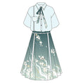 Load image into Gallery viewer, [Ikeka Series] ★Chinese-style setup★ Shirt + wrap skirt + ribbon Improved Hanfu Crane Blue Everyday Date Fireworks Festival
