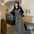 Load image into Gallery viewer, [Dong Xiaojie Series] ★Checked dress★ Large size, fake layered, slimming, retro, cute, easy to match
