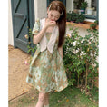 Load image into Gallery viewer, [MEIYI Series] ★One Piece★ Large Size Switching Cute Oil Painting Style Summer Clothes Summer Dress Date Photography Commuting Green Floral Pattern
