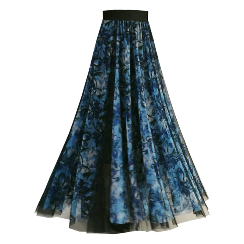 [KEER Series]★Skirt★ Bottoms 3 types of length available Large size Elastic waist Blue Blue