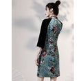 Load image into Gallery viewer, [YUEQIAO Series]★Cheongsam dress★Short length velvet Chinese style dress print retro
