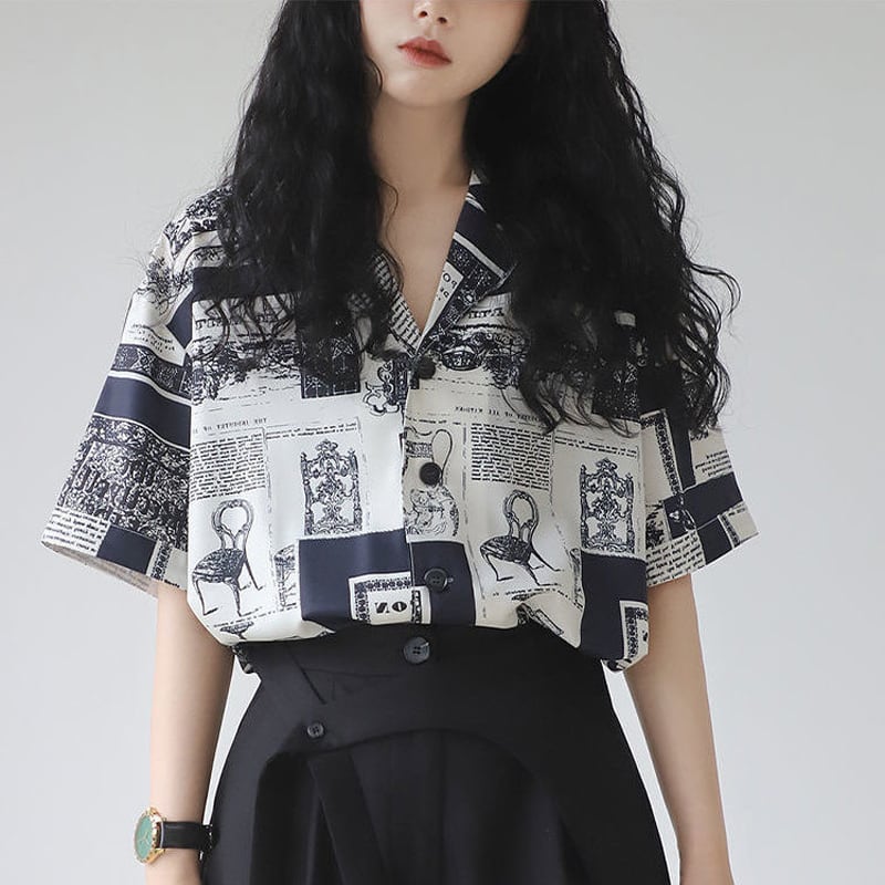 [YOUZI Series]★Floral Pattern Shirt★ Tops Print Short Sleeve Shirt Retro SML XL 2XL Summer Clothes Thin Retro