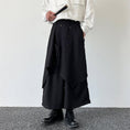 Load image into Gallery viewer, [Illustrated series] ★Pants★ Gaucho pants Unisex Men's Nine-quarter length Black Black Faux layered Culottes
