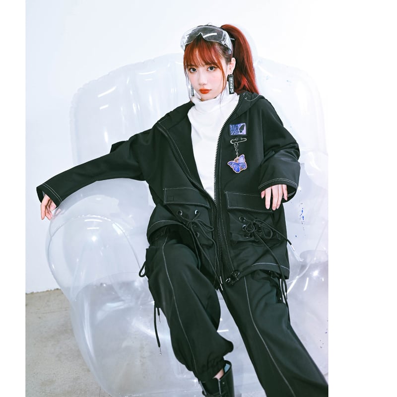 [Ancient monster---Swallow tail butterfly series]★Pants★ Regular type or brushed lining type Bottoms Casual pants Butterfly Slimming SML XL 2XL Black Black Original