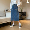 Load image into Gallery viewer, [SANMUZI series]★Denim skirt★Bottoms Embroidery Spring clothes Blue Blue Cute Slimming Ladies
