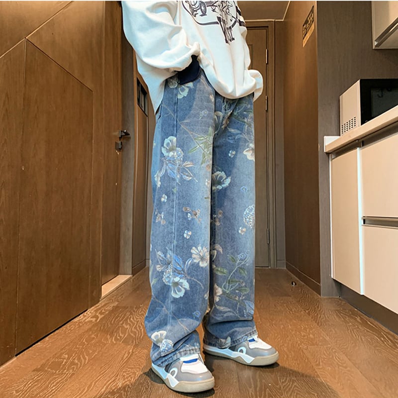 [CHAOMEICHEN Series] ★Casual Pants★ Denim Pants Bottoms Trousers Unisex Men's Blue Blue