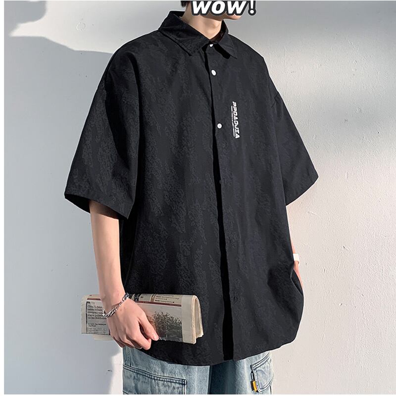 [Hyakuyakuge Series]★Shirt★ 2colors Black or White Short Sleeves Summer Print Unisex Large Size Men's Loose Fit Easy to Match