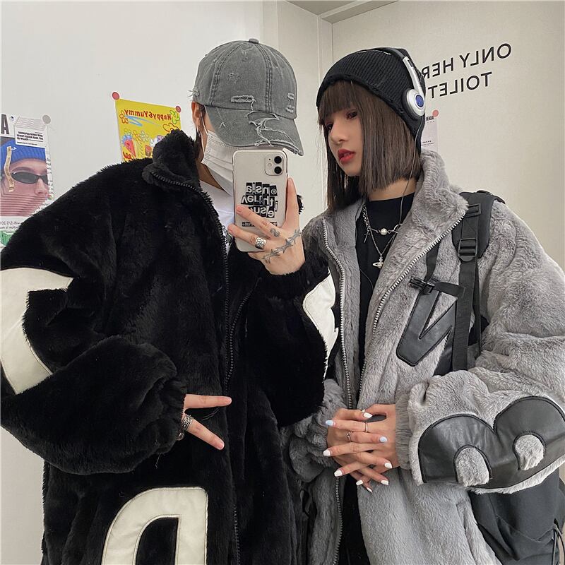 [Style Series] ★Outerwear★ 2color jacket unisex men's thick warm black gray black gray couple clothes