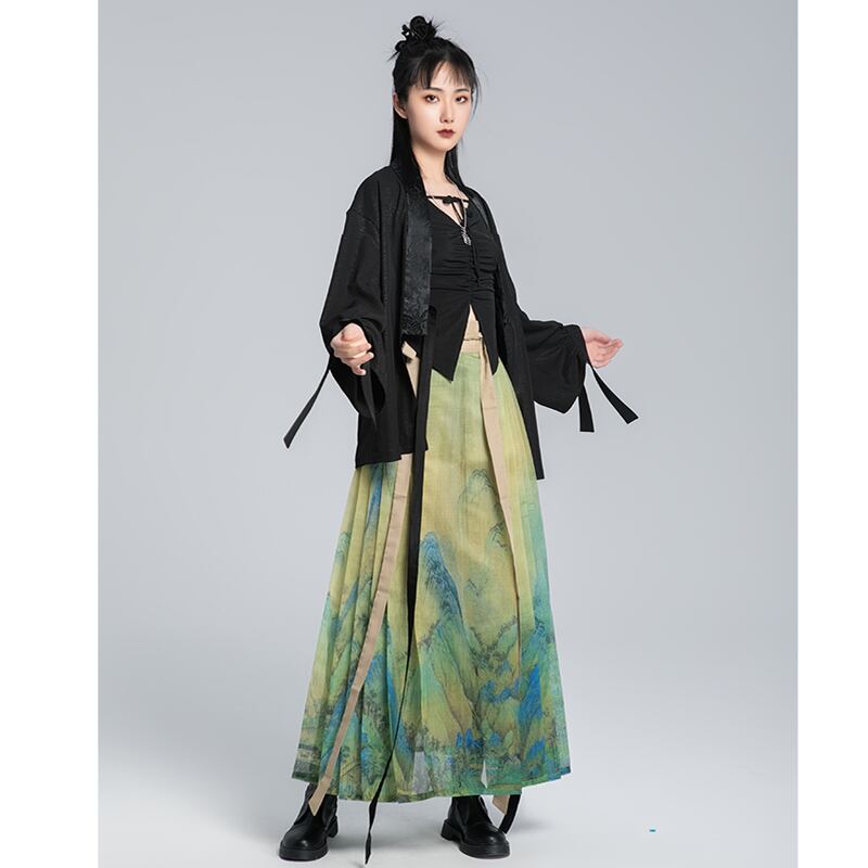 [Unmanku Slanted Hairpin Series] ★China Style Skirt★ Mamian Skirt Senuraeyama Illustration Original Bottoms Long Length