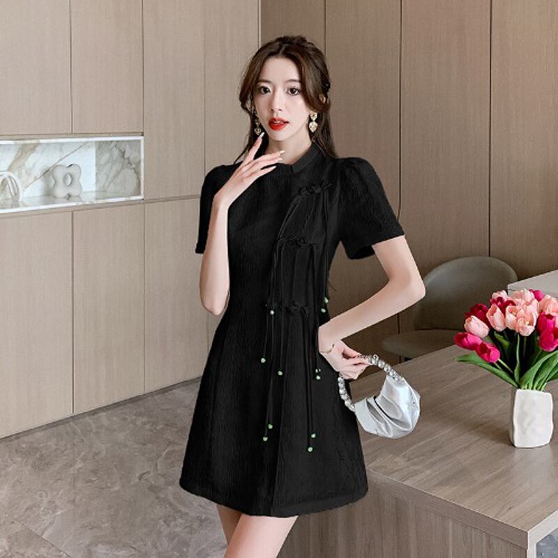 [LINXIAOXIAN series] ★China style dress★ 2color improved cheongsam dress cute short sleeve summer clothes