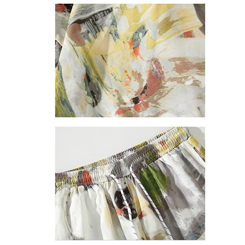 [TIANYI Series]★Setup★ Shirt + Shorts 2color Unisex Men's Large Size Oil Painting Style