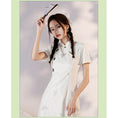 Load image into Gallery viewer, [YUEQIAO series]★Cheongsam dress★Short length Chinese style dress White White Cute Slimming look
