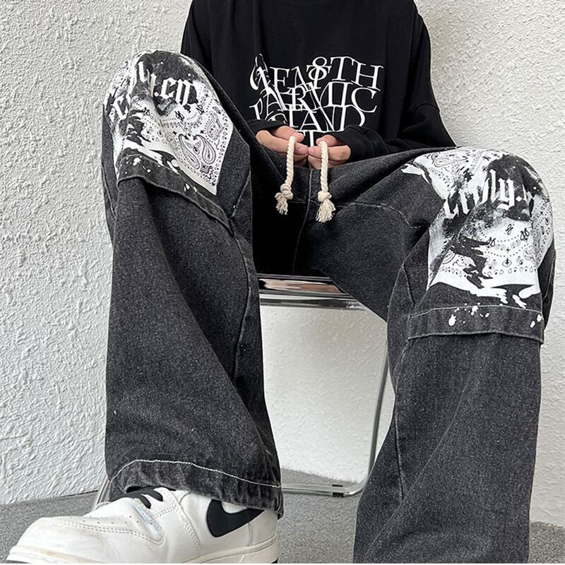 [HUICHUN Series]★Denim Pants★ 2color Casual Pants Trousers Bottoms Large Size Unisex Men's Switchable Blue Black