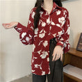 Load image into Gallery viewer, [BUXI Series]★Shirt★ Tops Floral Print Retro Red Red Women's Fashion Long Sleeve
