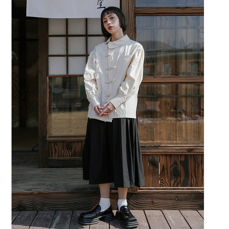 [Yangji Great Dream Series] ★Chinese style shirt★ Tops, irregular, long sleeve shirt, loose, Chinese clothes, cute, original