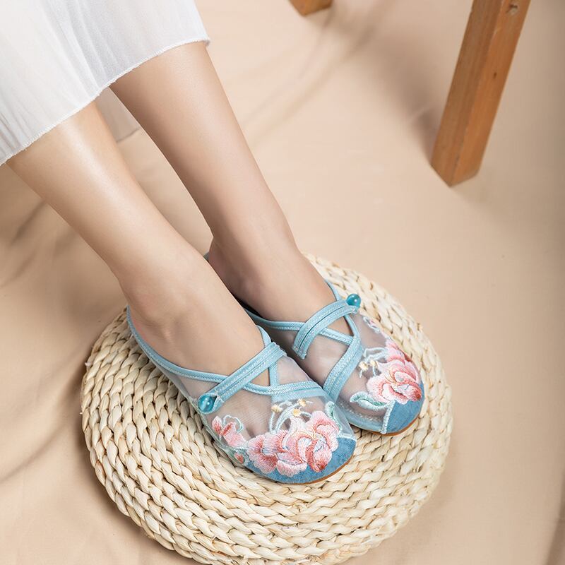 [BAIQIN Series]★Embroidered shoes★ Size 34-40 3color Shoes Chinese style shoes Summer Thin Retro Cool