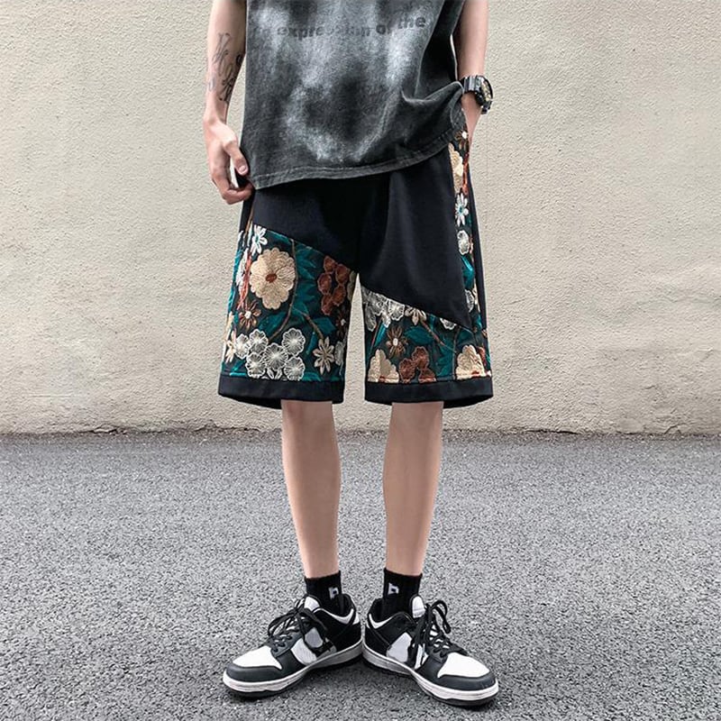 [V37 Series]★Shorts★ 2color Shorts Summer Clothes Embroidery Floral Pattern Unisex Large Size Casual