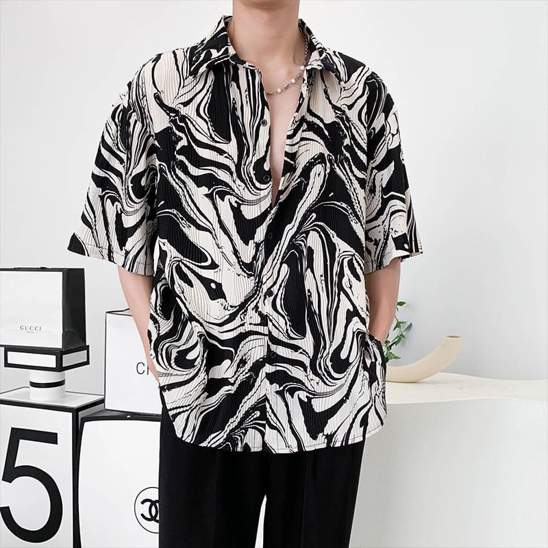 [ZHUIYI Series]★Shirt★ 4color Tops Unisex Men's Large Size Cool Easy to Match Aloha Shirt