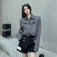 Load image into Gallery viewer, [Style Series]★Shirt★ Tops Short Length Long Sleeve Gray Gray Women's Unique Slimming Fashionable SM
