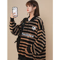 Load image into Gallery viewer, [Fujiiman Series]★Tops★ POLO neck unisex men's horizontal stripes striped pattern dark brown color scheme ML XL 2XL
