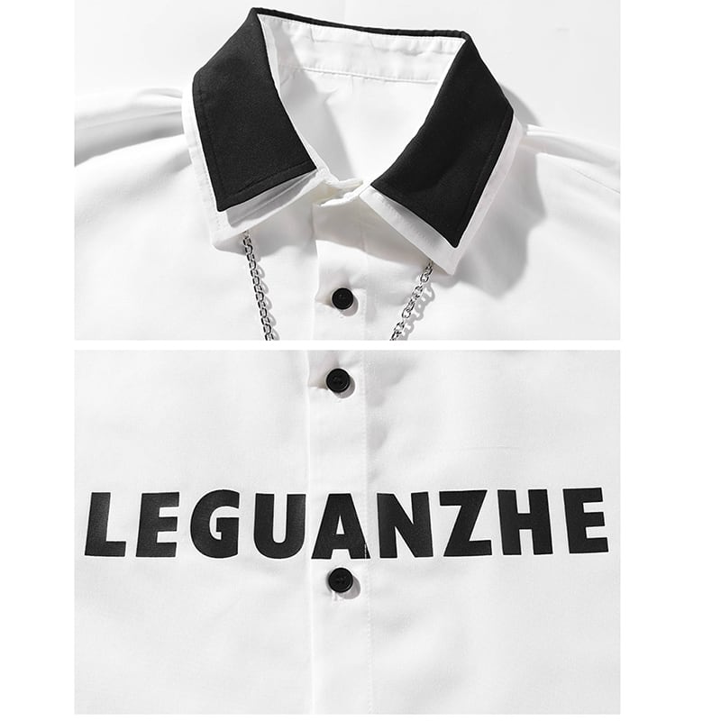 [BIGEMAN Series] ★Shirt with tie★ Tops Short sleeve shirt 3 colors Unisex Men's Large size