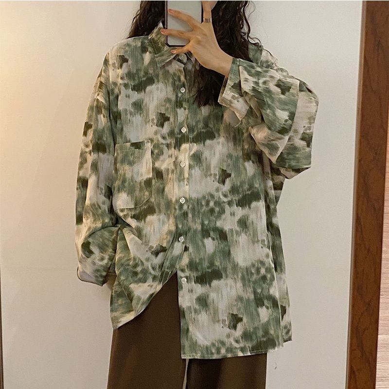 [YOUZI Series] ★Floral Pattern Shirt★ Tops, Oil Painting Style, Long Sleeve Shirt, Loose, Retro, Commuting, Date, Spring Clothes, Summer Clothes, Thin