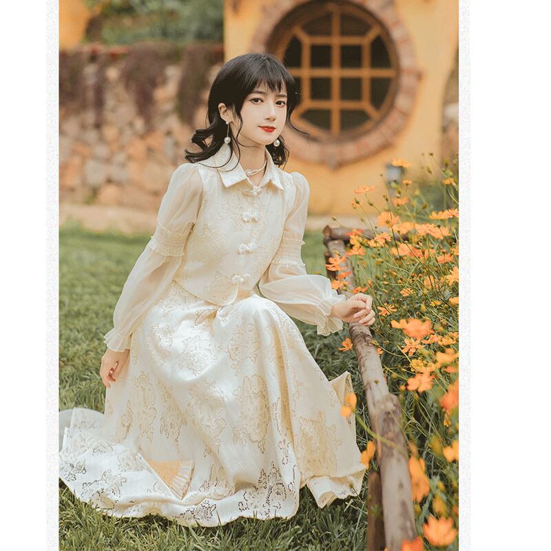 [Bonkaman Series] ★China-style dress★ Improved cheongsam dress, elegant wedding date, chinese button SML