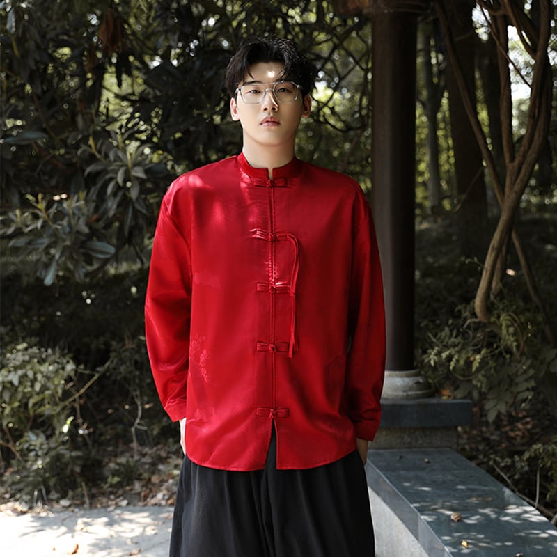 [JUNYI Series]★Chinese-style shirt★7 sizes to choose from, 3 colors, Chinese-style tops, Chinese buttons, long-sleeved shirts, improves your temperament, Chinese clothes, black, red, blue