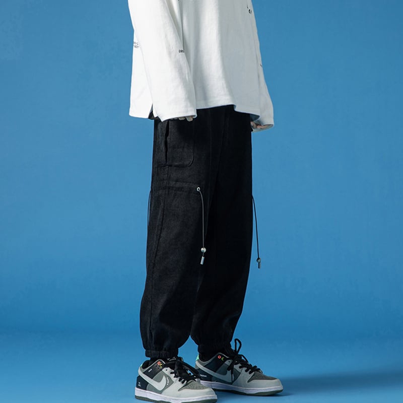 [BIGEMAN Series] ★Casual Pants★ 2color, 3/4 length bottoms, trousers, unisex, men's, large size, slimming, black, blue, stylish