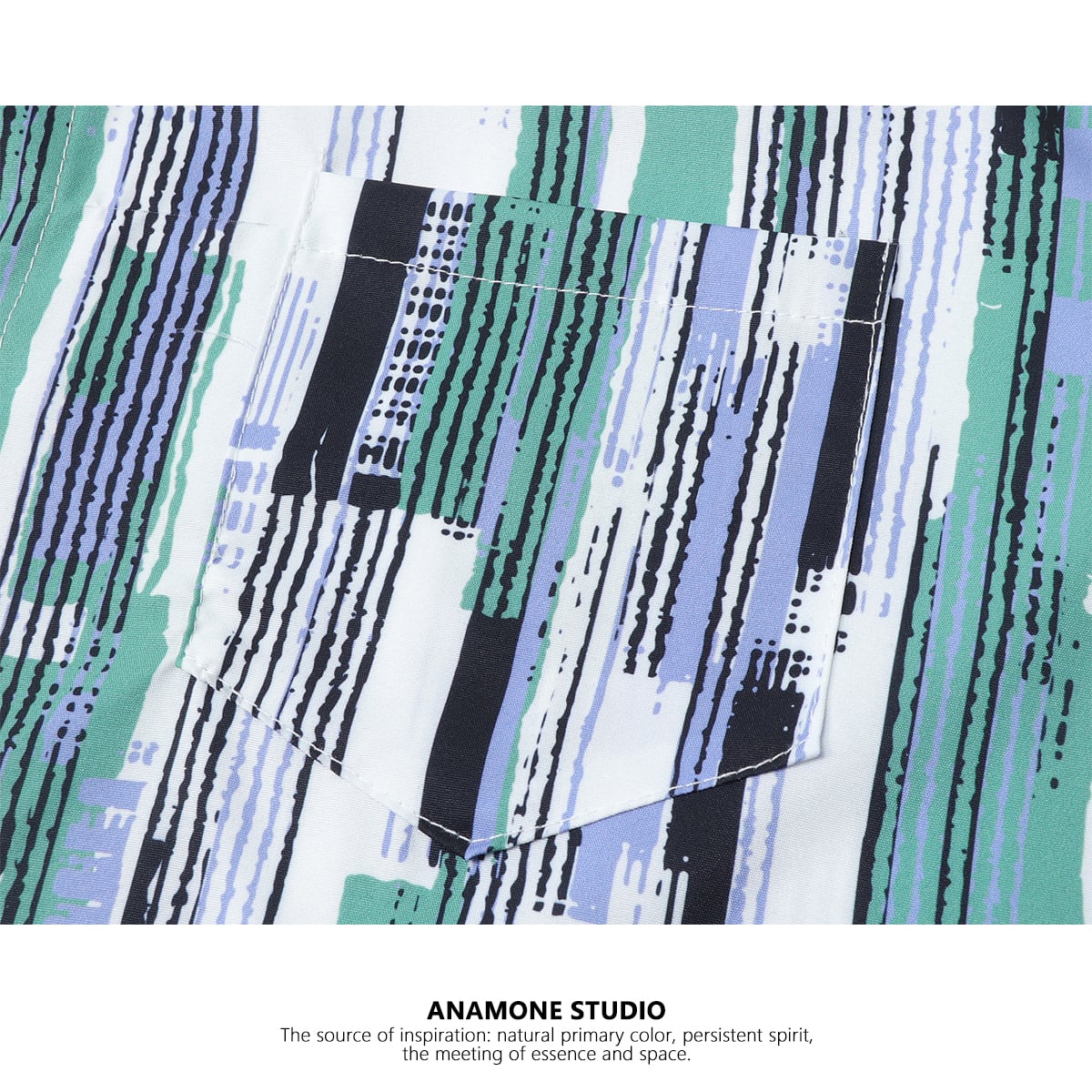 [ANAMONE STUDIO Series] ★Short sleeve shirt★ Vertical striped tops print retro ML XL unisex men's