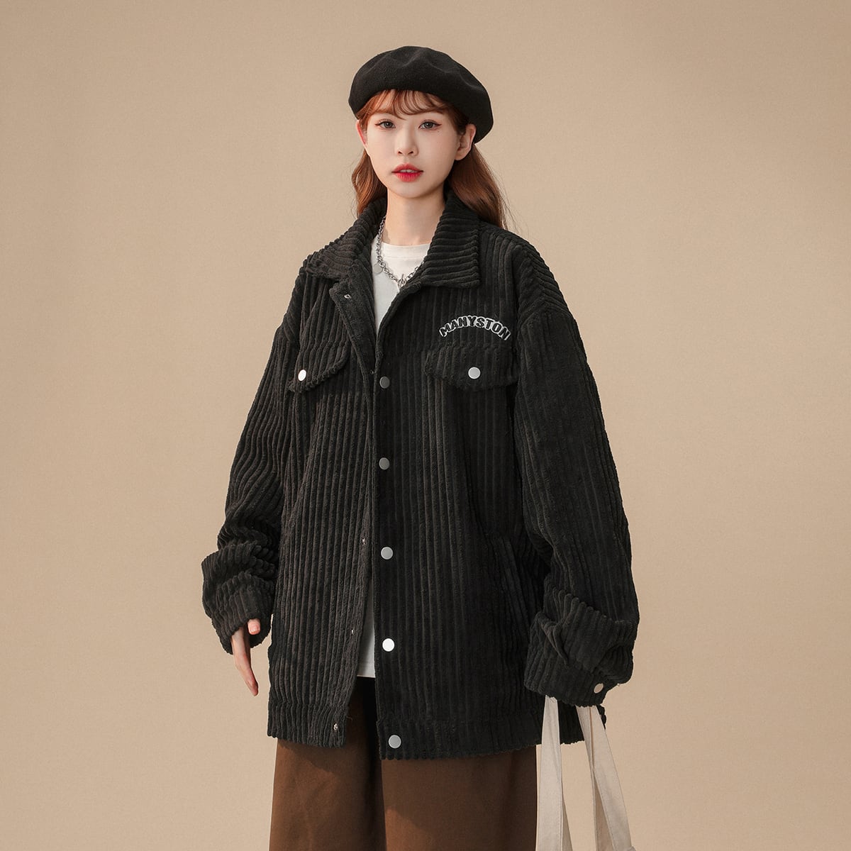 [Fujiman Series] ★Jacket★ 2color outerwear unisex men's corduroy casual black beige