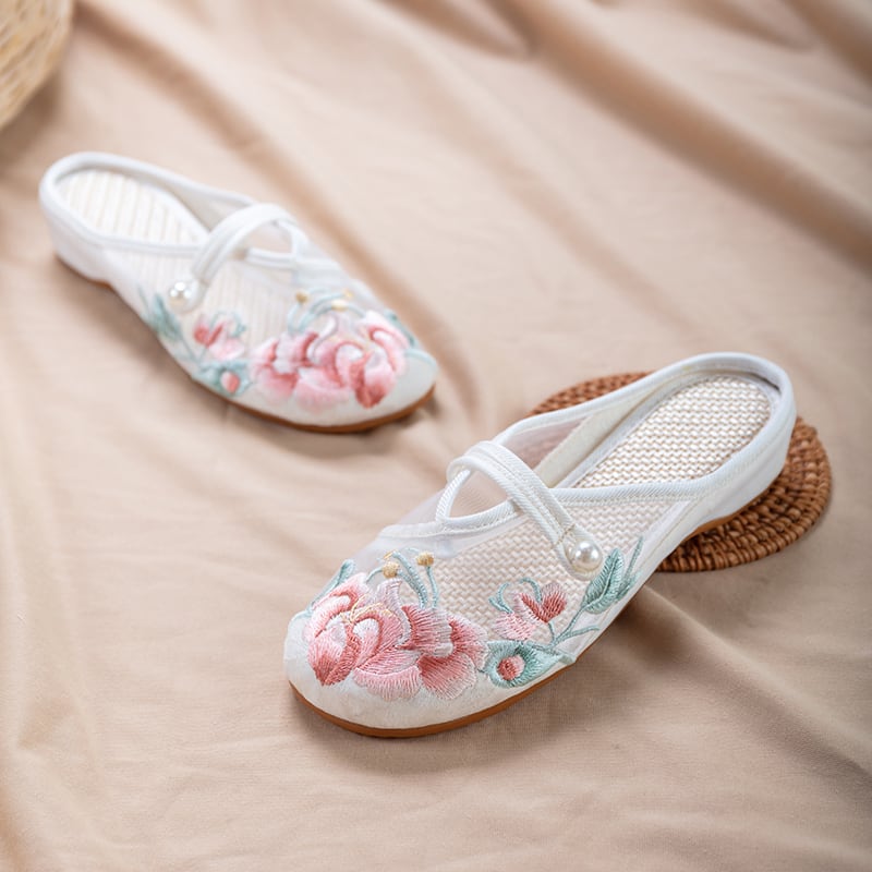 [BAIQIN Series]★Embroidered shoes★ Size 34-40 3color Shoes Chinese style shoes Summer Thin Retro Cool