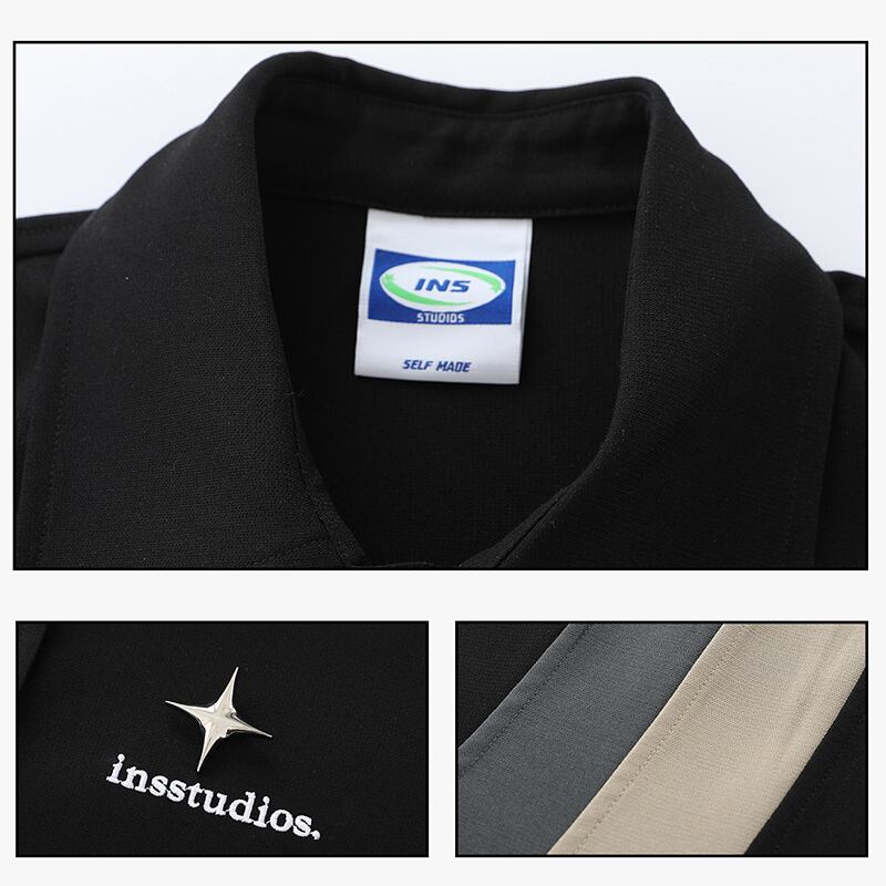 [Istudios Series]★Shirt★ 2color Tops Color Scheme Fashion Unisex Men's Stylish Black Beige