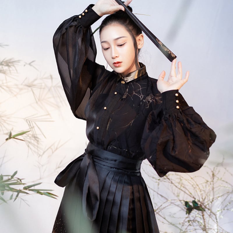 [Dream Series] ★Chinese style shirt★ 2color Black or white Thin Cool Transparency Chinese elements Chinese clothing Original